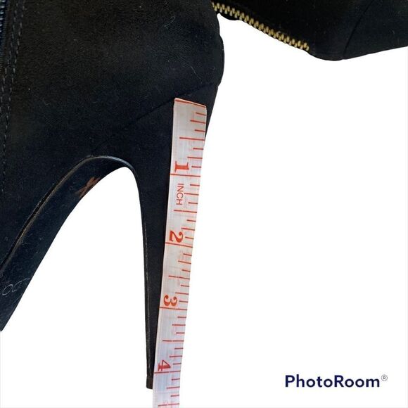 Aldo Black High Heels Velvety Boots Back Zipper - Picture 11 of 12